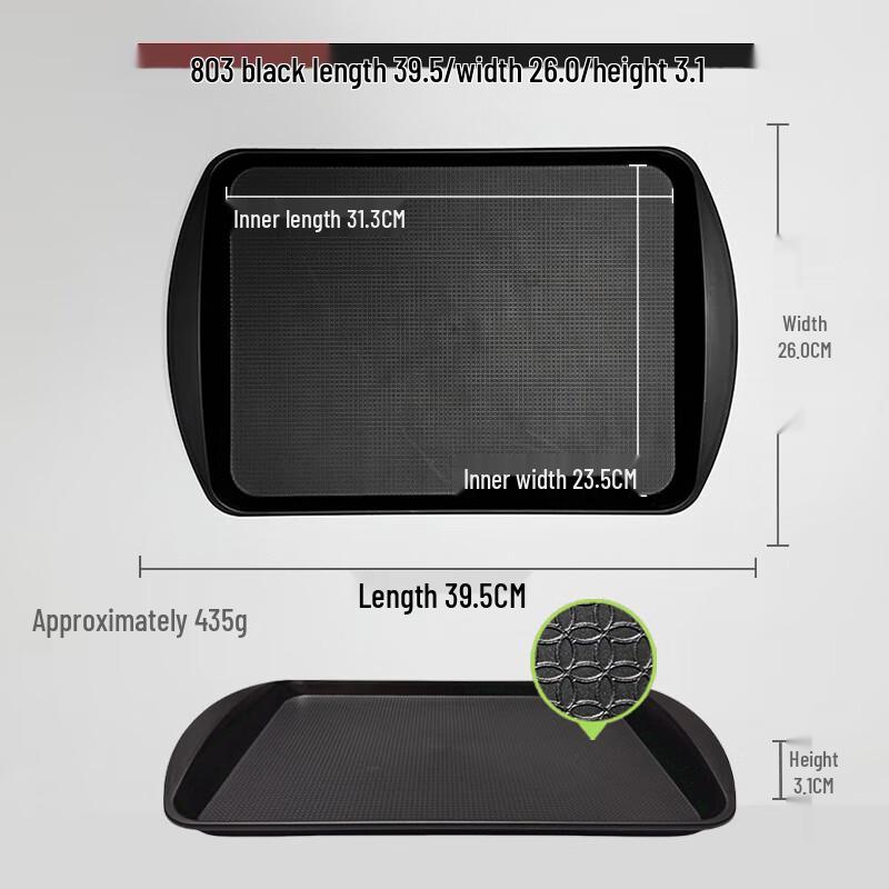 

LIJIA FITMENT Non-Slip Rectangular Plastic Serving Tray
