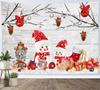 HVEST Winter Tapestry Wall Hanging Snow Scene Outside Vintage Window Tapestries Red Christmas Balls New Year Wall Decor Blanket