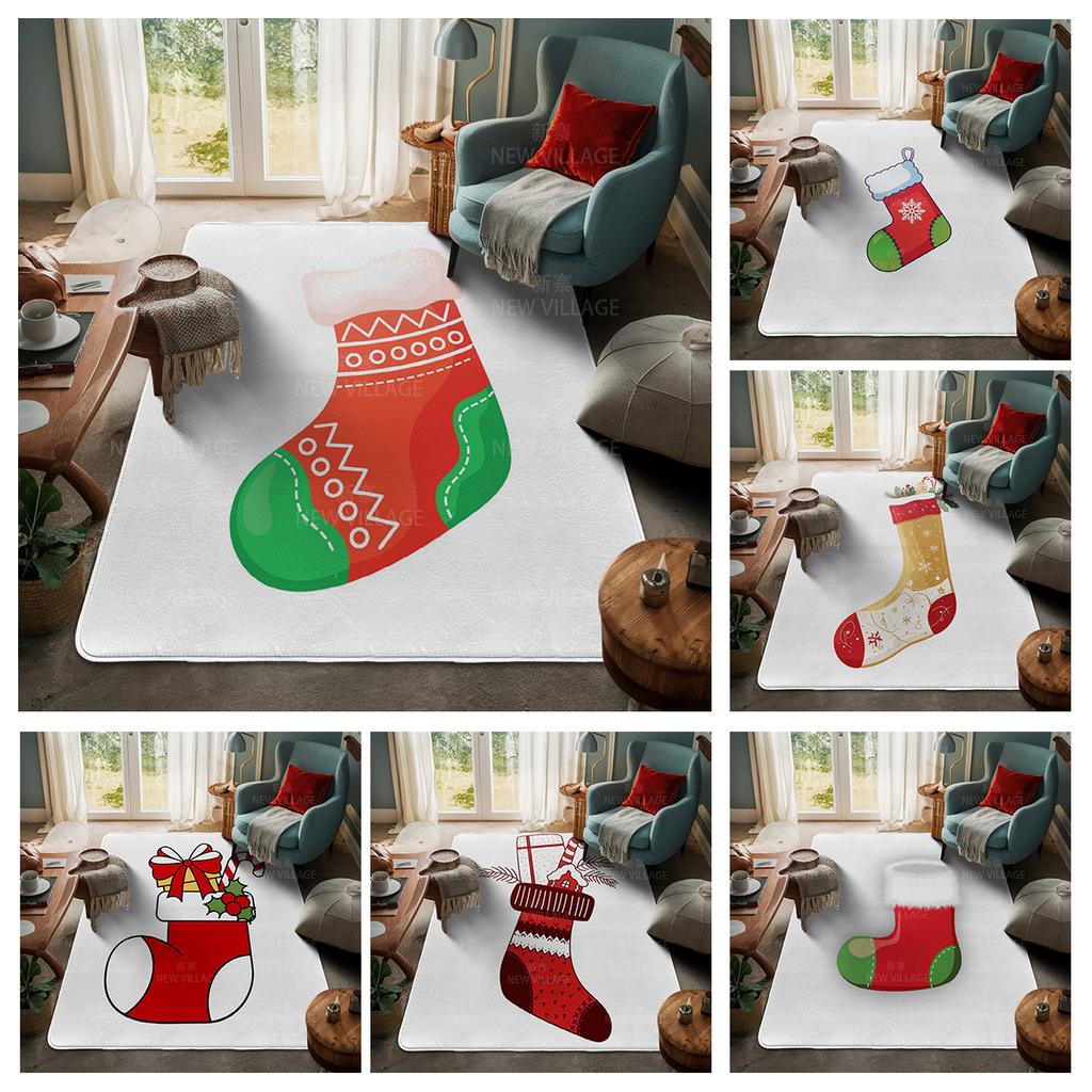 House Entrance Carpet Home Door Mat Living Room Bath Foot Bathroom Non-slip Water Absorption Rugs Bath Merry Christmas Winter