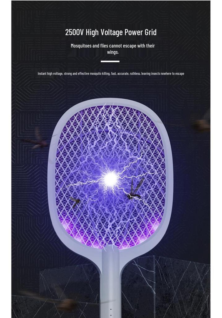 Rechargeable 2-in-1 Electric Mosquito and Fly Swatter with Lithium Battery and Automatic Charging