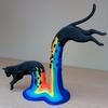 Estatuetas de Gato Impressas em 3D Novidade Estátua de Gato Saltando Colecionável Escultura de Animal para Decoração de Prateleira de Mesa de Casa