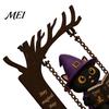 Halloween Celebration Accessories Funny Swing Ornament, Witch/Skeleton/Mummy/Pumpkin Ghost Sitting on Decorative for Party Reading Book Figurine