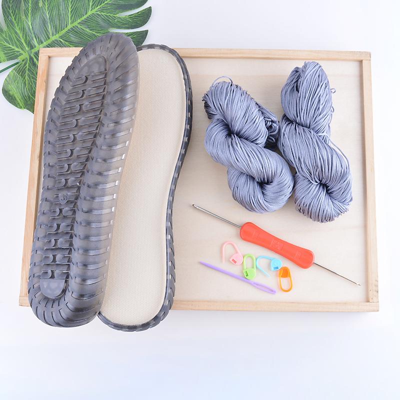 

Летние крутые самодельные крючковые подошвы с крючковой линией, противоударные мягкие подошвы + полые линии, тапочки, сандалии, самодельная обувь, плетеный материал 35