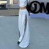 Women's Embroidered Striped Sweatpants - Spring/Autumn 2025 Trendy American Wide-Leg Floor-Length