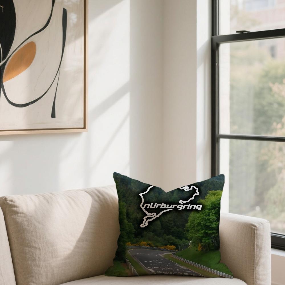 N-Nurburgring Race Track Car Cushion Cover For Sofa Car Office Cafe Soft And Comfortable Double-Sided Printing Pillow Cover
