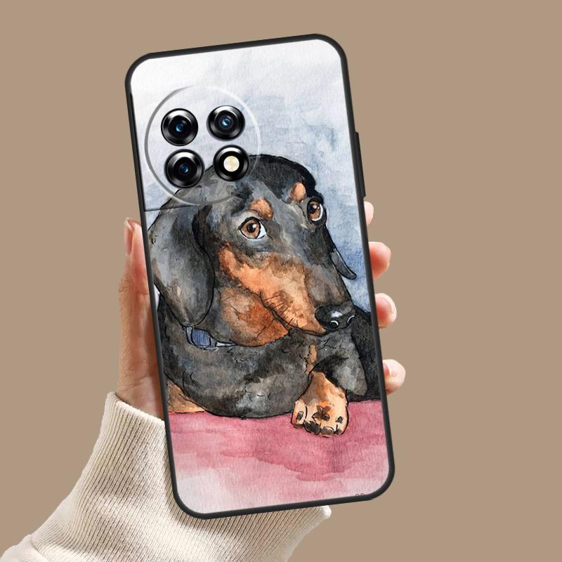 Cartoon Dachshund Sausage Dog Case For OnePlus 11 12 9 10 Pro 10R 12R 8T 10T OnePlus Nord N30 N20 N10 CE 3 2 Lite Cover