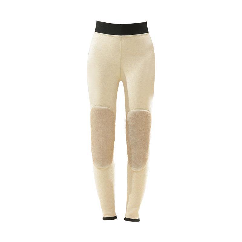 Women's Extra Thick High Waist Wool Winter Pants with Knee Pads