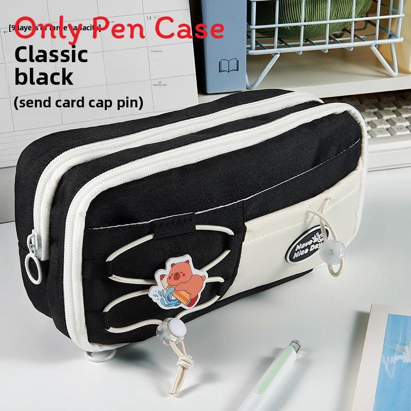 Traditional Pencil Case With Polyester Fabric And Cute Pins For Students And Office Use
