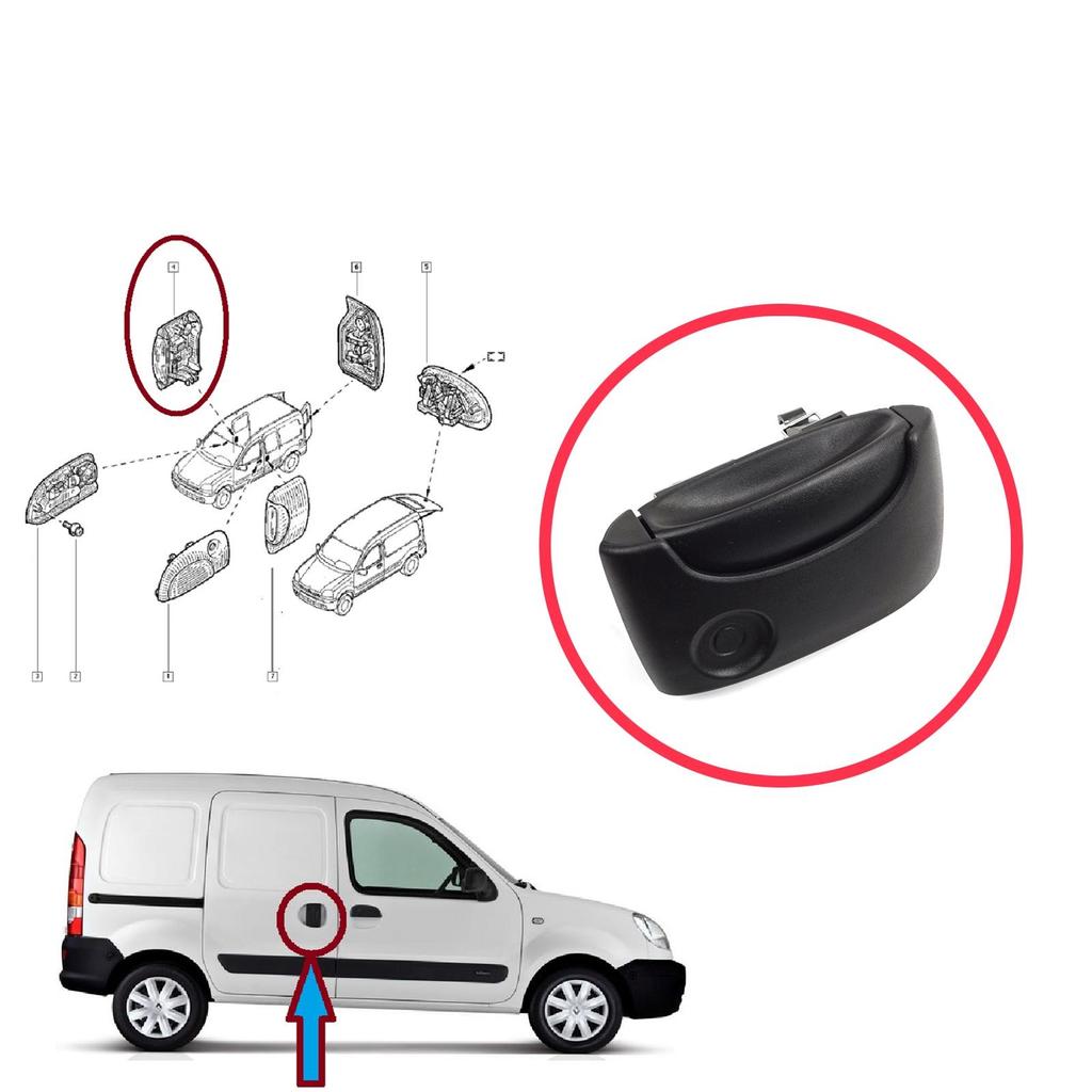 EDP1558-2 Schiebetürgriff außen rechts schwarz für Renault Kangoo KC Express FC Nissan Kubistar MK1 X76 8200107372