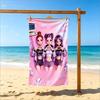 Neon K-Pop Girls Beach Towel, Y2K Holographic Style, Quick Dry Absorbent Pool Towel