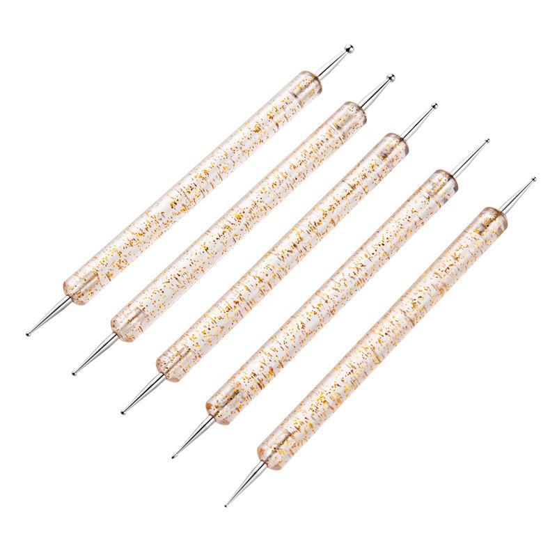 

5Pcs Professional Nail Art Brushes Kit Acrylic Nail Liner Dotting Drawing Pen with Plastic Handle for Manicure Design Tool золотой