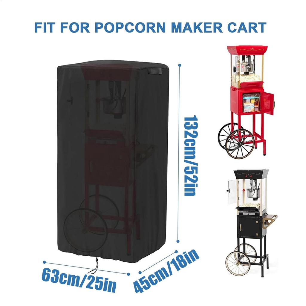 Popcorn Cart Cover Heavy Duty 420D Dustproof Windproof Machine Guard Cart Covers Popcorn Maker Protector For Outdoor Sun Snow