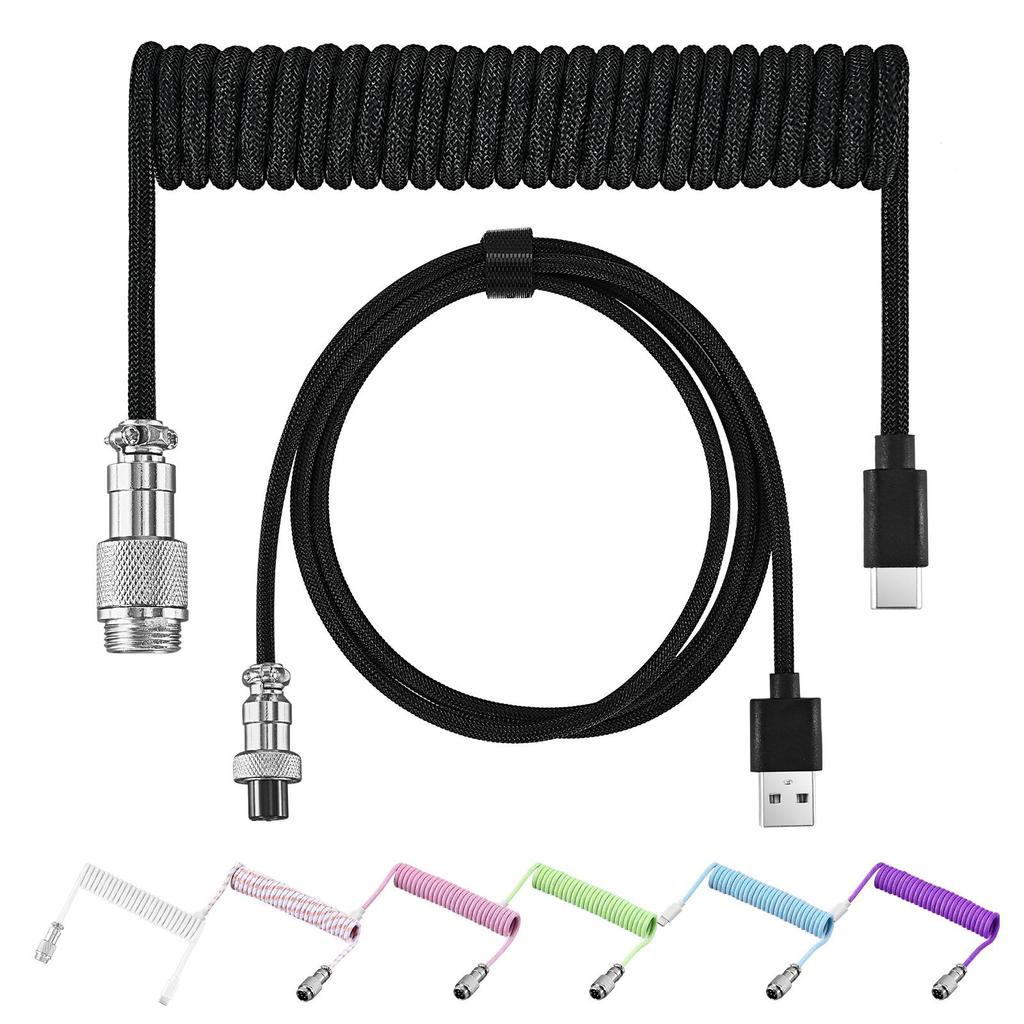 1PC Type C Mechanical Keyboard Cable USB Spring Wire Mechanical Keyboard Aviator Desktop Computer Aviation Connector