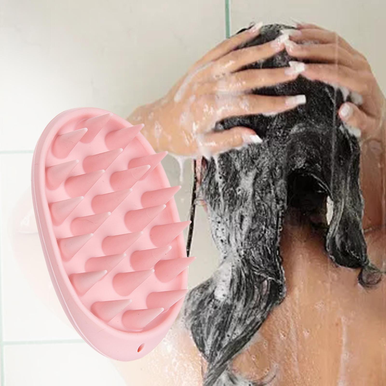 

Silicone Scalp Brushes Handheld Shower Hair Brush Shampoo Brush for Styling Tools Travel Thick Curly Wet and Dry Hair Dorm Bath рожевий