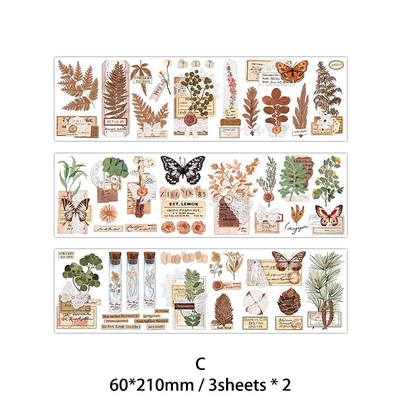 Journamm 6pcs/pack Vintage Plant Sticker Scrapbooking Materials DIY CUT Decor Junk Journal Planner Aesthetics Sticker Stationery