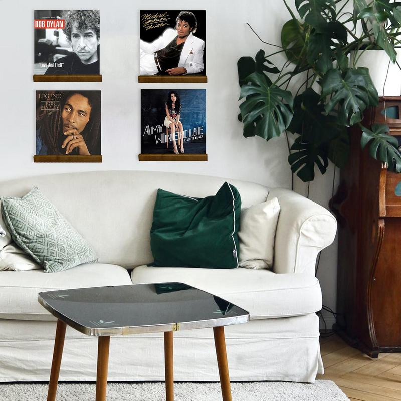 Wall Record Holder Solid Wood Wall Mounted Record Shelves Album Record Holder and Record Storage Hanger Smooth Wood Album Shelf