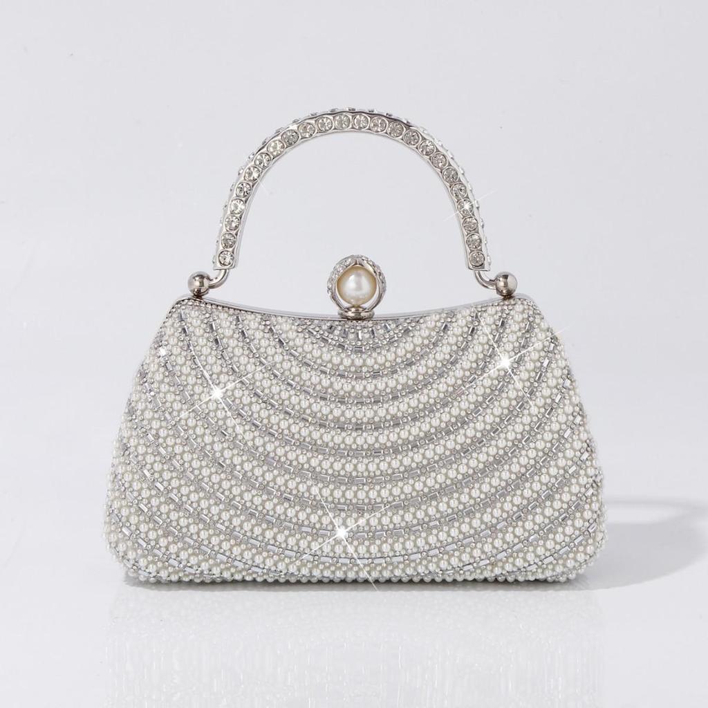 Geantă de seară elegantă crossbody cu perle și strasuri pentru femei