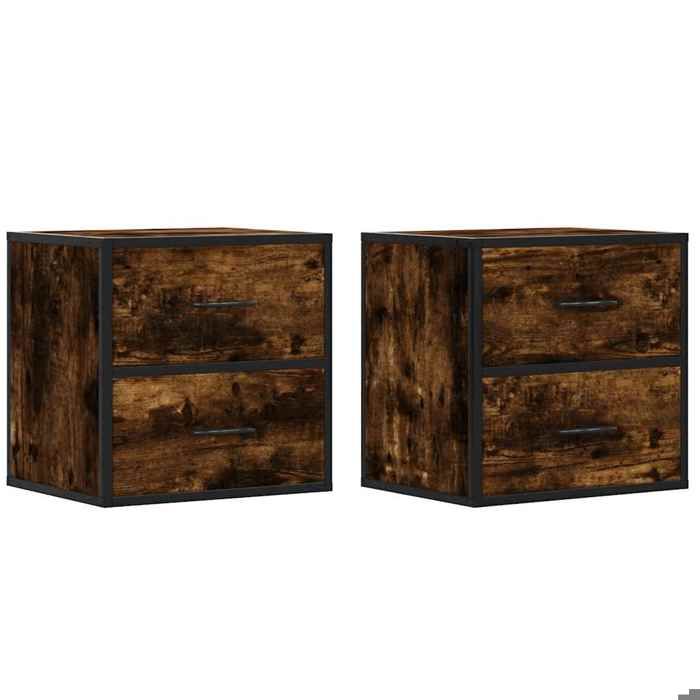 VidaXL Wall-mounted Bedside Tables 2 Pcs Smoked Oak 40x31x39.5 Cm, Cabinet, Side Table, Bed Cabinet, Bedside Cabinet, 848729