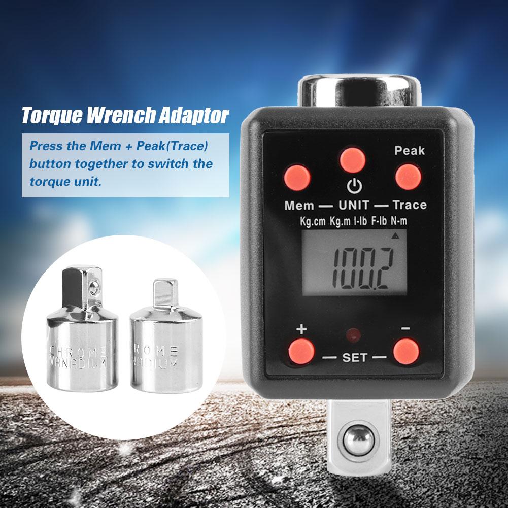 1 2  Drive 10 200Nm Digital Torque Wrench Adaptor with 1 4  & 3 8  Socket Adapter