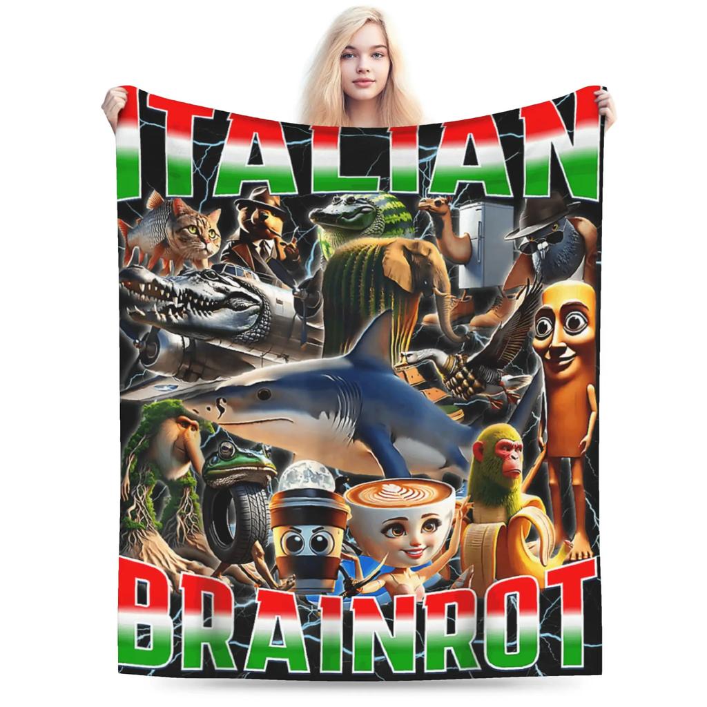 Tralalero Tralala Bootleg Vtipný Brainrot Italský Žraločí Meme Tdeka Teplé Měkké Ložní Přehozy Zimní Pohovka Křeslo Přehoz
