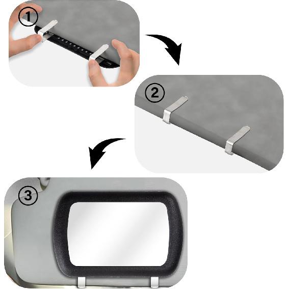 Car Visor Mirror, Universal Clip-On Automotive Sun Visor Vanity Mirror For SUVs And Various Vehicles, Car Accessories Interior For Women, Black