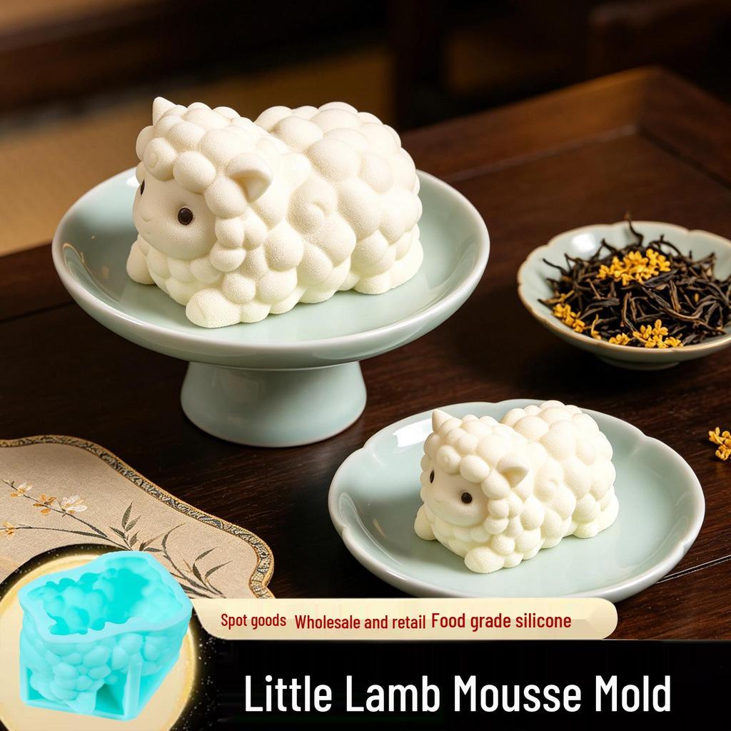 In-Stock Silicone Sheep Mousse Mold - 3D Cartoon, Food-Grade, Cute & Creative Design