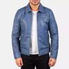 Lambskin Soft Stylish Men Jacket Blue Genuine Lambskin Real Leather Handmade