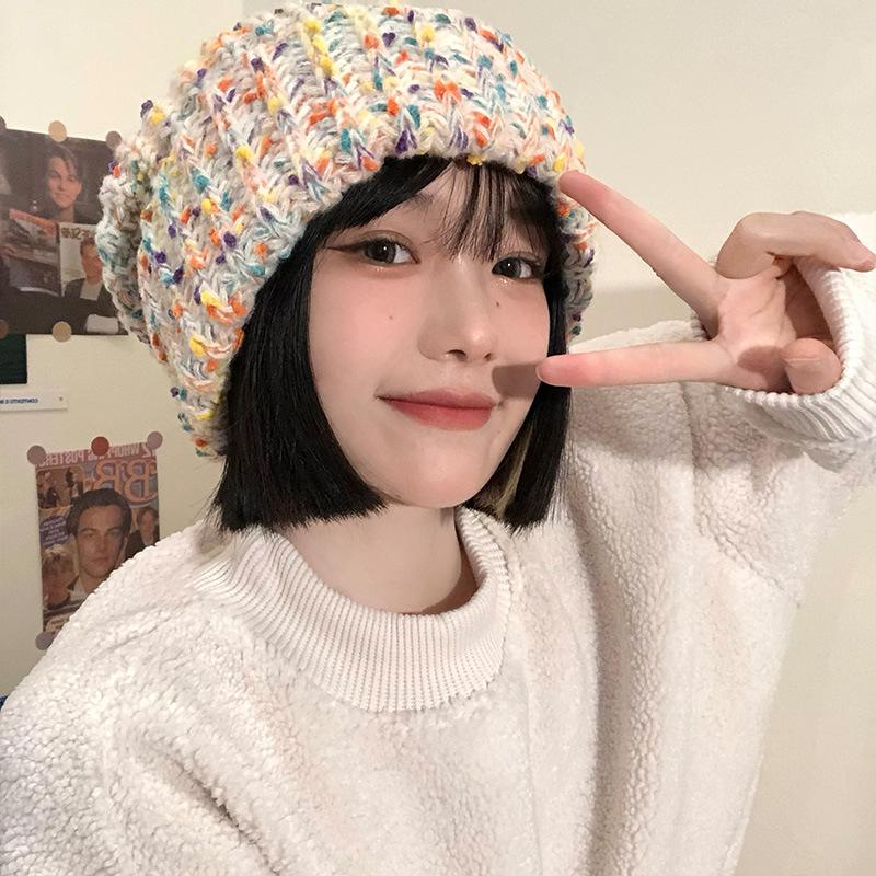 Trendy Mixed Color Slouchy Beanie Classic Coldproof Warm Skull Cap Thick Knit Hats Beanies For Women Autumn & Winter