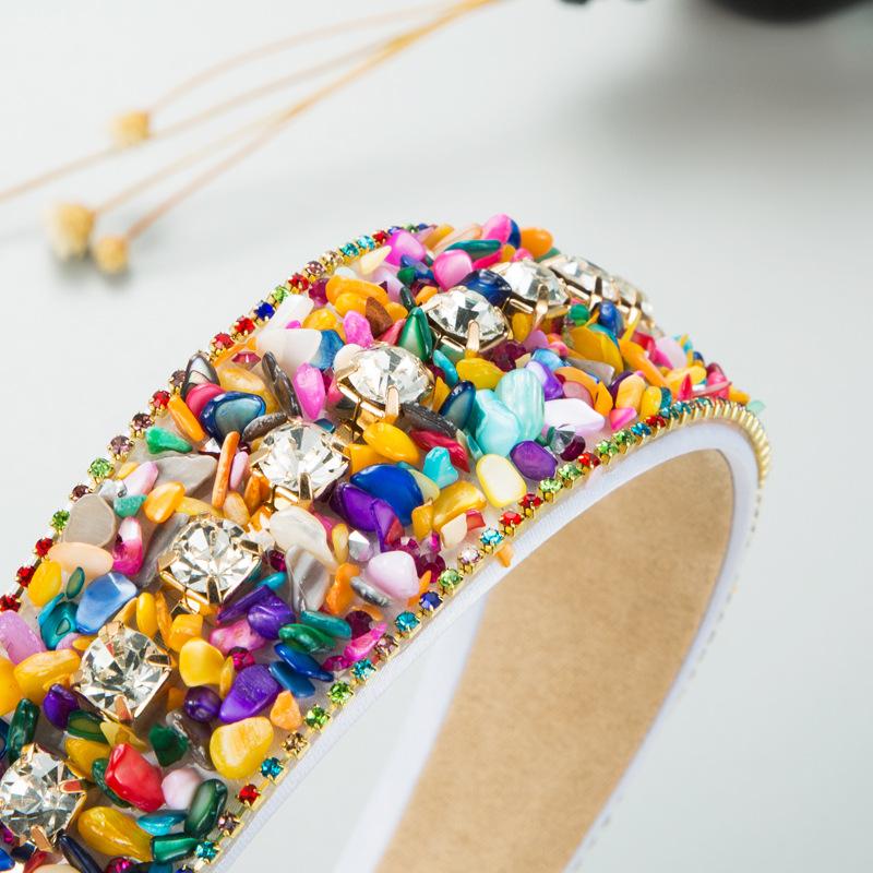 Trendový design vlasového pásku Drcená tyrkysová vykládaná diamantovou tkaninou se širokým okrajem Candy Color Čelenka Univerzální pokrývky hlavy