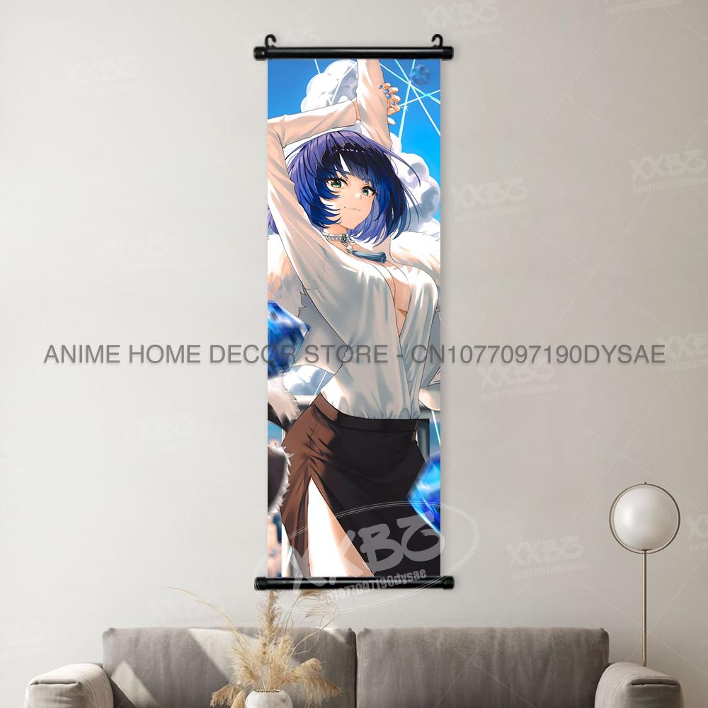 Game Genshin Impact Poster Sexy Anime Mona Home Decor Scroll Picture Sucrose Wall Art Decorative Hanging Painting Interior Mural
