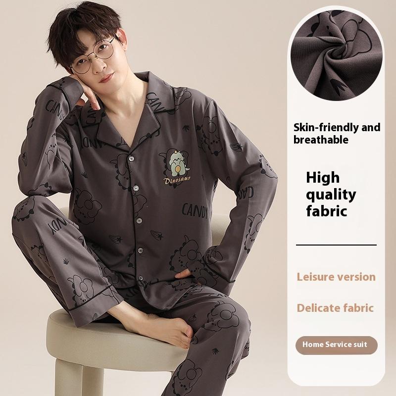 Autumn and Winter New Men's Pajamas Homewear Long-Sleeved Striped Leisure Homewear Suit Men's Spring and Fall Models Homewear