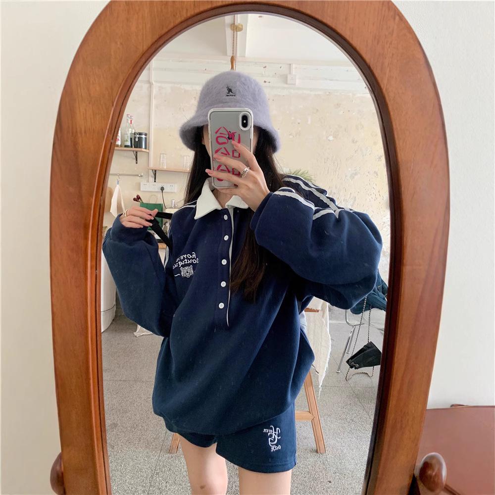 

2025 Women s American Retro Oversized Casual Short Sweatshirt Jacket for Spring/Autumn XL [Suggested 120-140 lbs]