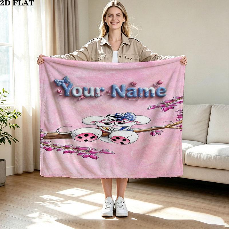1PC Diddl Custom Name Patterned Flannel Blanket Suitable For All Seasons for Home Decor Warmth and Comfort Gifts Holiday Present