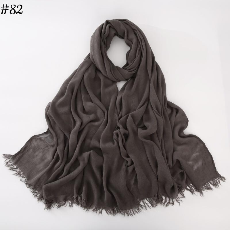95 Colors Soft Cotton Viscose Scarf Rayon Material Muslim Hijab Mid Eastern Plain Solid Color Headscarf With Tassel