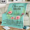 I Love You Mom Blanket Floral Wreath Throw with Heartfelt Message Personalized Mother's Day Gift from Daughter or Son Cozy Fleece Blanket