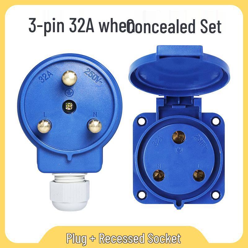 Explosion-Proof 3-Pin 5-Hole 380V Outdoor Horizontal Industrial Socket & Waterproof Plug