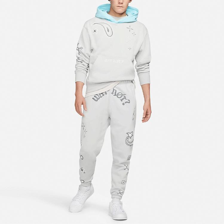 Jordan Logo Print Fleece-Lined Drawstring Mid-Waist Joggers Men Bottoms Grey DO2502-097