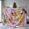 Winx Club Print Flannel Blanket High Quality Warm Comfortable Cover for All Seasons Perfect for Gifts Home Decor