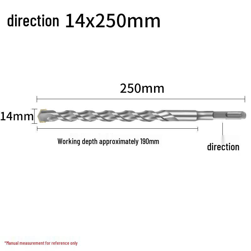 Square Shank 4-Flute Impact Drill Bit for Concrete, Round Shank 2-Flute Hole-Enlarging Drill Bit 150MM