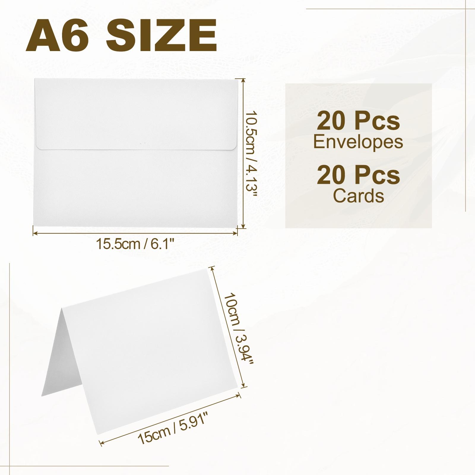 

20Pcs Self Seal A6 Envelope with Folded Cardstock Small Blank Cards and Envelopes Set for DIY Greeting Cards Wedding Invitations белый