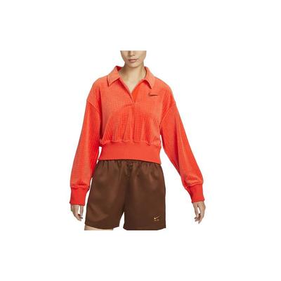 Einfarbiger Logo Kurz-Pullover Hoodie Damen Tops Leidenschaftsrot DV7815-633
