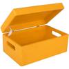 Yellow Wooden Storage Box 30 X 20 X 14 Cm with Lid and Handles