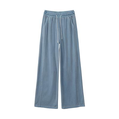 Tennis Denim Wide-leg Pants for Women In Summer Thin High Waist Loose Ice Silk Pants for Women In Summer Drooping Narrow Version Straight Pants
