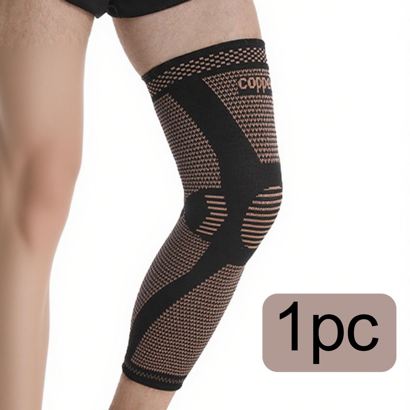 

Lengthened Warm Knee Pads Stretchy Sweat-Absorbent X Pressurized Breathable Copper Knitted Nylon Fabric Non-Slip Silicone L