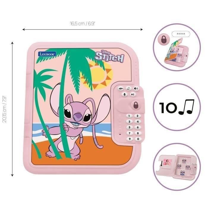 Lexibook - Journal intime électronique - Disney Angel - Stylo + carnet Inclus - Interactif - Mot de Passe - Effet sonores - SD50D