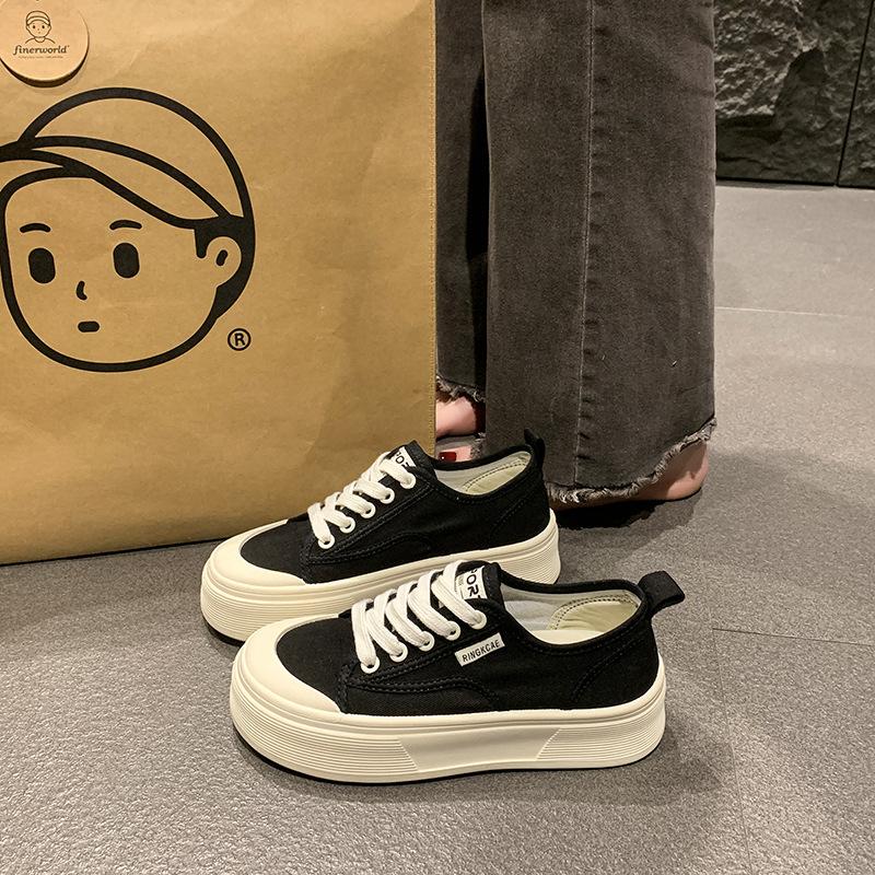 Platform canvas shoes women's 2025 summer new yellow lightweight retro breathable heightening student leisure sports board shoes