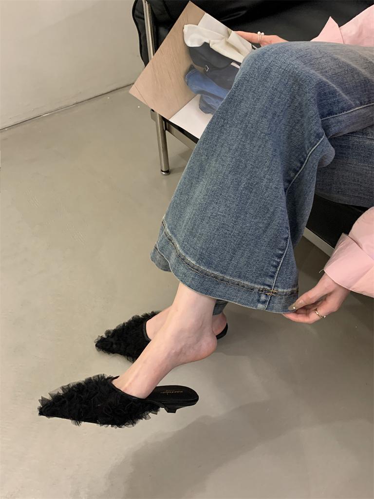 French Fairy Wind Purple Bag Head Half Slippers Women's Shoes Wear 2025 New Spring Temperament High Heels