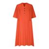 LYRIA Solid Color Women's Dress Mid-length V-neck Half-sleeved Daily Wear Women Dress Pockets 5XL