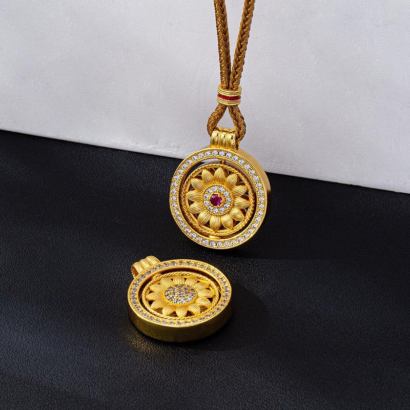 Sunflower Rotating Compass Female Trendy Antique Jewelry Necklace Pendant