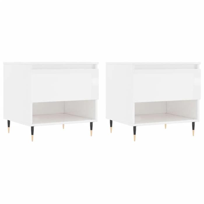 VidaXL Coffee Tables 2 Pcs Glossy White 50x46x50cm Engineered Wood 830897